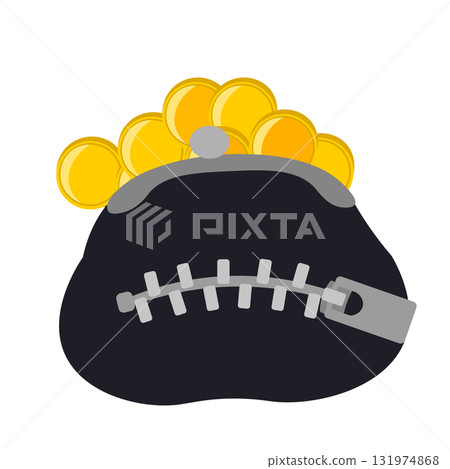Illustration of a purse with the top zipped up to save money Illustration of a purse with the top zipped up to save money 131974868