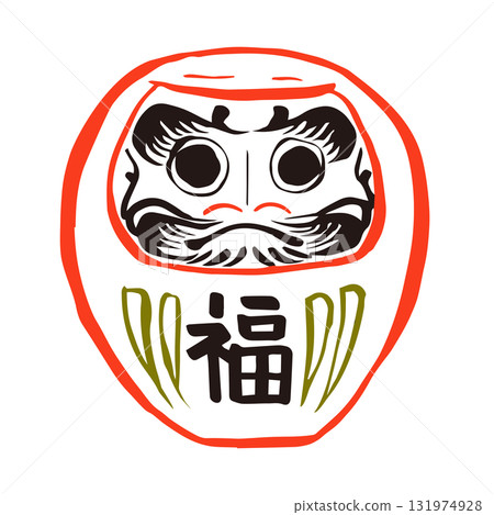 Daruma New Year brush line drawing illustration 131974928