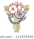 New Year's decorations New Year's brush line drawing illustration 131974930
