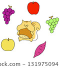 A squirrel stuffing its mouth with autumn delicacies 131975094