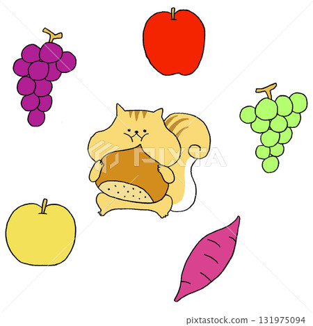 A squirrel stuffing its mouth with autumn delicacies A squirrel stuffing its mouth with autumn delicacies 131975094