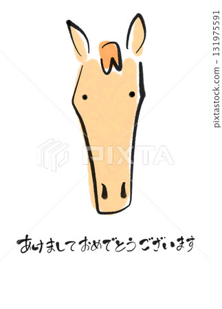 馬正面新年賀卡2026年新年材料墨水畫手繪 131975591