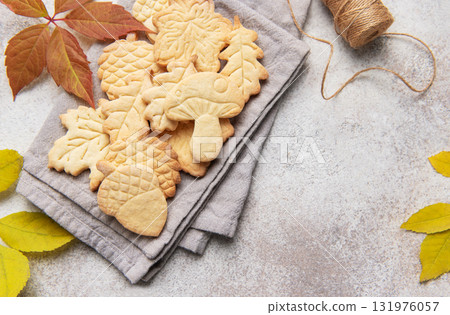 Autumn cookies shaped as natural fall elements 131976057