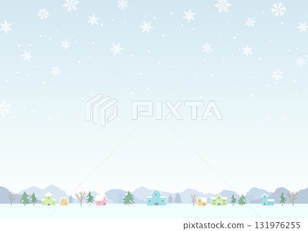 白雪皚皚的小鎮景色 131976255