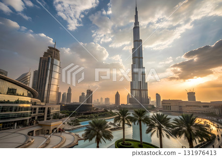 cityscape at sunset 131976413