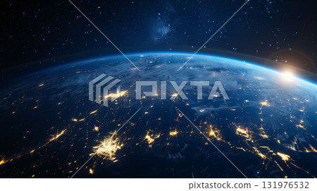 藍色地球－地球漂浮在太空中的美麗插圖 131976532