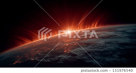 Dynamic graphics that express the flames and light of solar flares 131976540