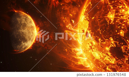 Graphic material of scorching solar wind blowing in space 131976548