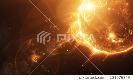 Solar flares and the corona create a spectacular illustration of the solar wind 131976549