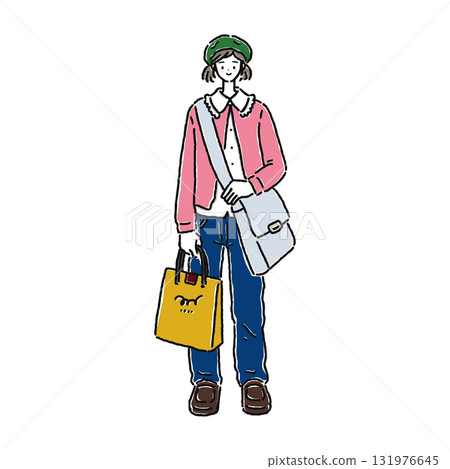 Cute woman wearing a beret 131976645