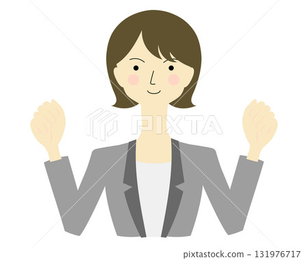 Woman posing for success, bob hair flip Woman posing for success, bob hair flip 131976717