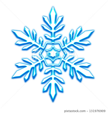 透明背景上的藍色發光雪花圖標 131976909