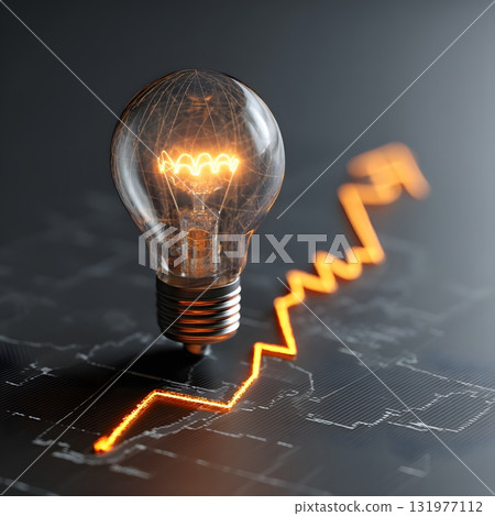 Light bulb glowing over profit chart success idea 131977112
