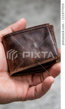 Empty wallet in hand symbolizing financial loss 131977459