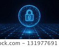 Quantum cryptography enhances security by using advanced encryption within glowing digital lock sphere surrounded by network grid in futuristic blue cyber environment 131977691