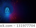 Quantum technology enhances cryptography methods to ensure advanced security in digital systems with glowing lock symbol surrounded by futuristic neon circuit patterns 131977704