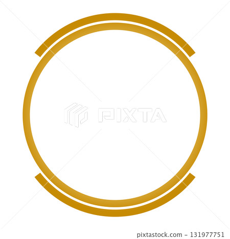 Gold double circular frame with cut top and bottom 131977751