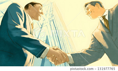 Banker handshake hopeful comeback scene 131977765