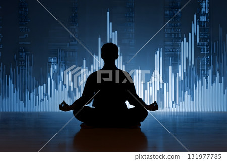Meditating in front of rising charts calm 131977785