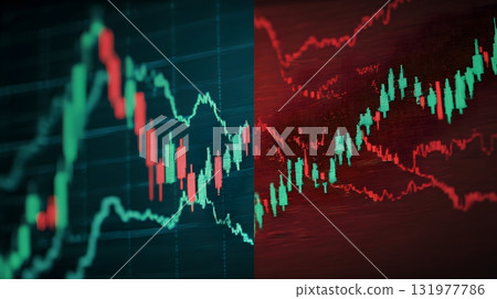 Red and green charts contrast volatility theme 131977786