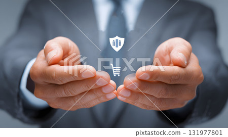 Abstract hands holding risk and safety 131977801