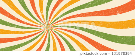 Groovy starburst pattern, swirl retro background. Abstract wave spiral with sun ray texture. Groovy starburst pattern, swirl retro background. Abstract wave spiral with sun ray texture. 131978394