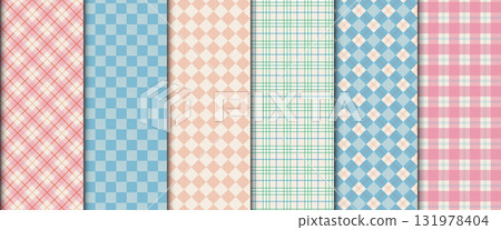 Classic gingham plaid pattern set. Plaid design for for fabric, wrapping paper, cards, and banners. Classic gingham plaid pattern set. Plaid design for for fabric, wrapping paper, cards, and banners. 131978404