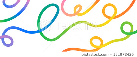 Wavy rainbow line background. Abstract liquid swirl shapes with gradient flow for modern kid designs. Squiggle vector shapes. Wavy rainbow line background. Abstract liquid swirl shapes with gradient flow for modern kid designs. Squiggle vector shapes. 131978426