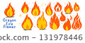 Grunge crayon fire flames collection. Hand drawn punk style. Vector doodle elements and stickers. 131978446
