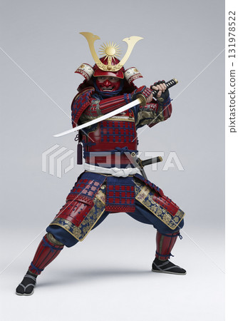 Japanese Samurai, warriors wearing armor 131978522