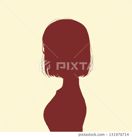 鮑伯剪女人側面剪影 131978714