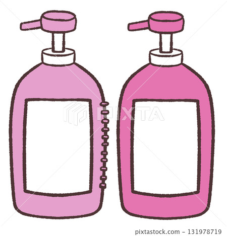 Illustration of a pink pump bottle set Illustration of a pink pump bottle set 131978719