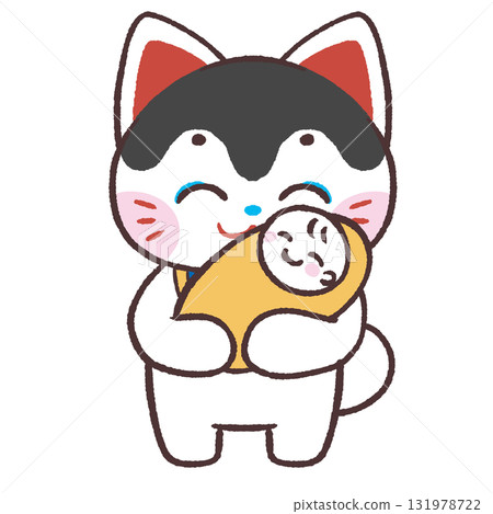 Illustration of a dog holding a baby Illustration of a dog holding a baby 131978722