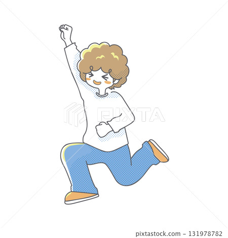 Illustration of a man jumping for joy [people only] 131978782