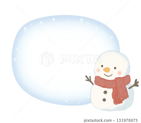 雪人圓框紅色圍巾漸層藍 131978873