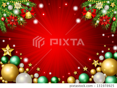 Christmas background, ornament, star, cute, illustration, red, horizontal 131978925