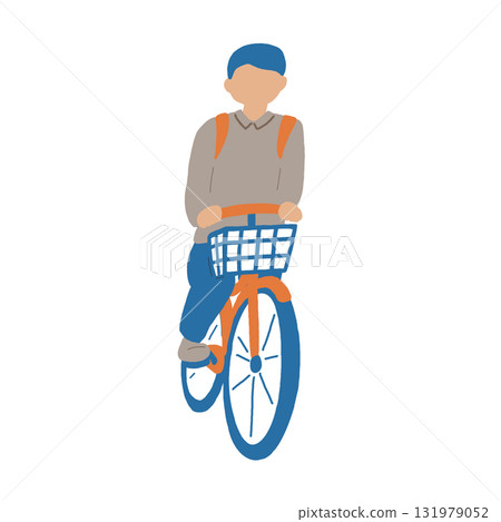 一名男子騎自行車的正面圖 131979052