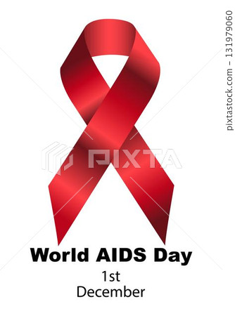 World AIDS Day, December 1st. Red ribbon symbol of awareness and support, presented on a clean white background with bold text. World AIDS Day vector illustration with red ribbon loop World AIDS Day, December 1st. Red ribbon symbol of awareness and support, presented on a clean white background with bold text. World AIDS Day vector illustration with red ribbon loop 131979060