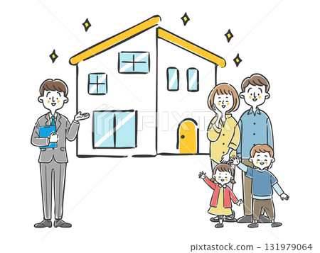 Family buying a house vector Family buying a house vector 131979064