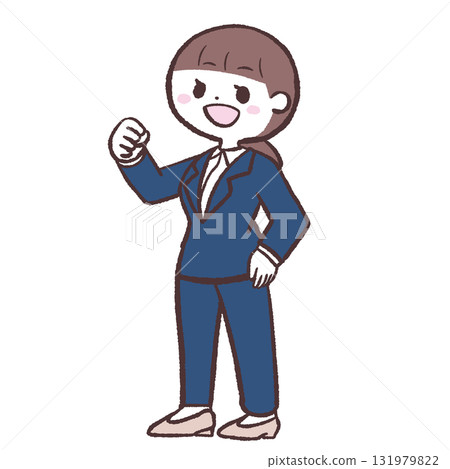 Illustration of a motivated woman in a suit Illustration of a motivated woman in a suit 131979822