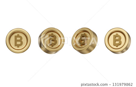 cartoon style Bitcoin gold coin 3D graphic 131979862
