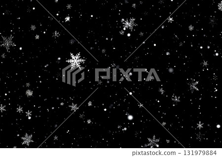 Falling snowflakes on black background 131979884