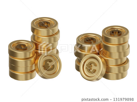cartoon style stack of Euro gold coin 3D graphic cartoon style stack of Euro gold coin 3D graphic 131979898