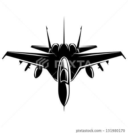 Vector Art Detailed Black and White Military Aircraft Reconnaissance Plane Design Epic Bold Shape Side View Transparent Background 131980170