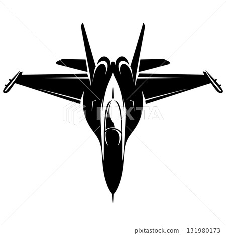 Vector Art Realistic Military Training Jet Silhouette Design Bold Black Outline on Transparent Background 131980173