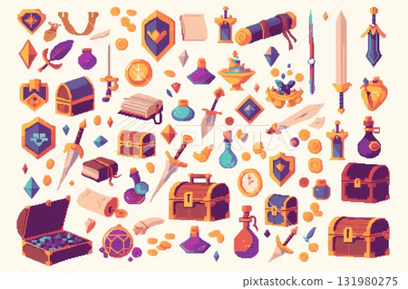 角色扮演遊戲物品收集（RPG、幻想、魔法、武器） 131980275