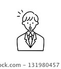 Line drawing of a man in a suit, surprised, surprised expression, business, businessman 131980457