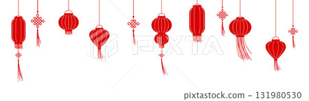 Chinese lantern border, Chinese New Year background, banner 131980530
