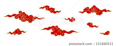 Chinese cloud set, auspicious clouds vector collection 131980531