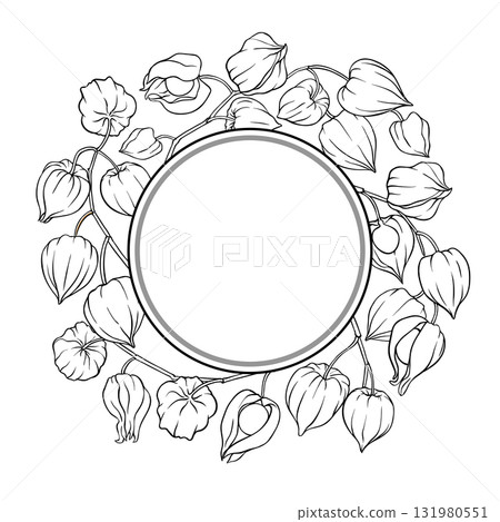 Phisalis Branch Outline Round Frame. 131980551